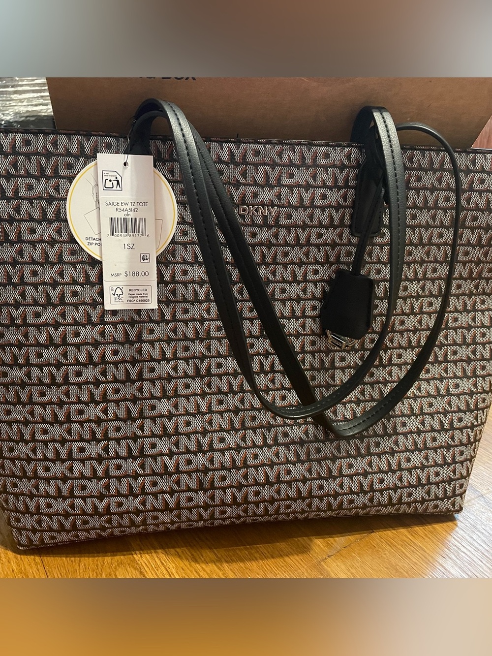 DKNY Monogram Tote Saige EW TZ Tote